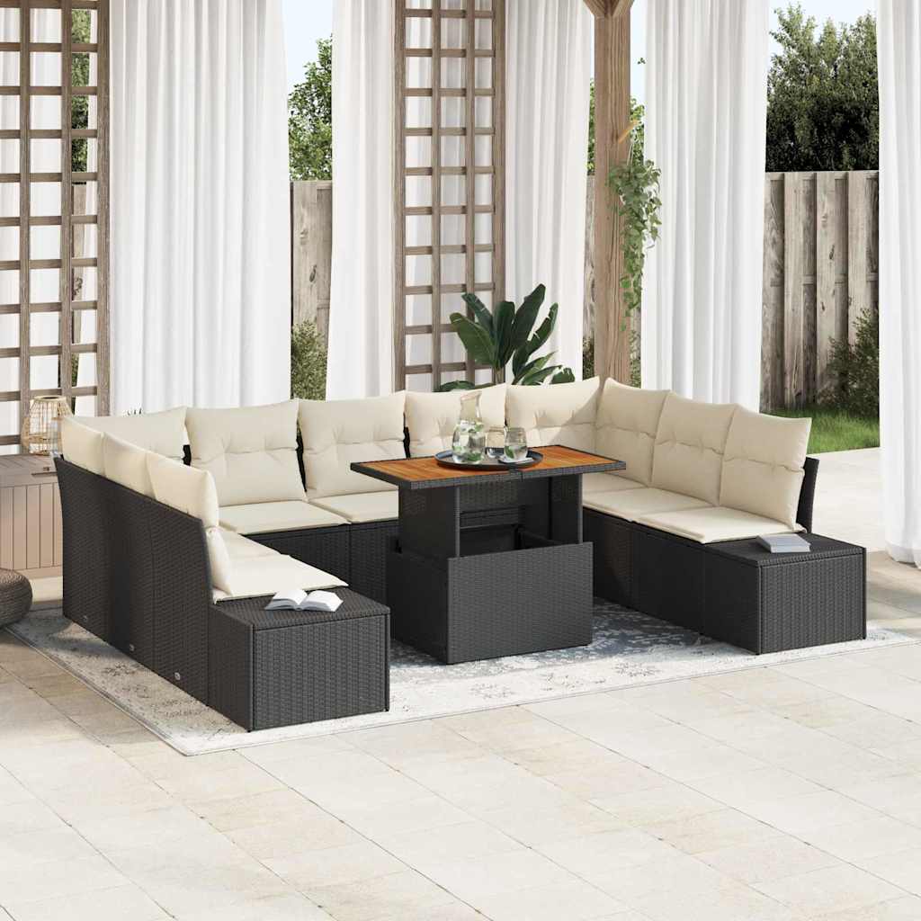 Tuinbankenset 10 st Zwart en Crème