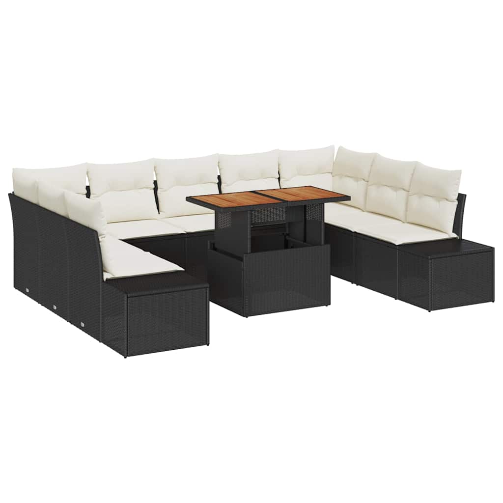 Tuinbankenset 10 st Zwart en Crème