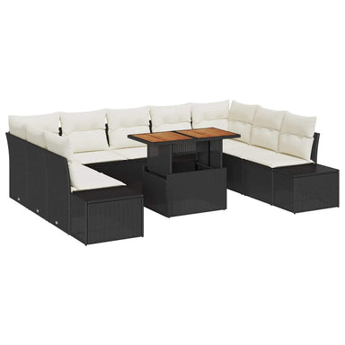 Tuinbankenset 10 st Zwart en Crème