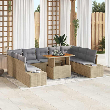 Tuinbankenset 10 st Beige en Grijs