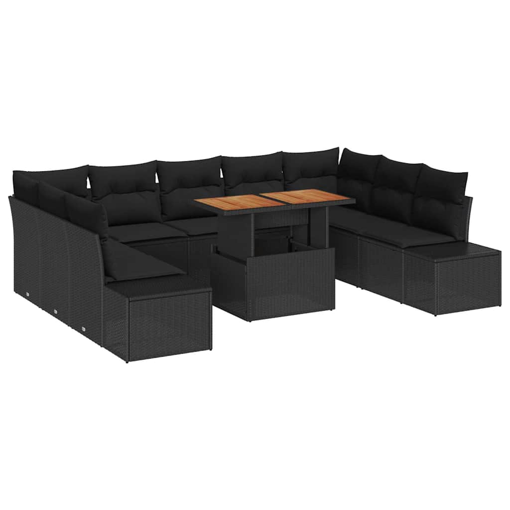 Tuinbankenset 10 st Zwart en Bruin