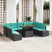 Tuin Sofa Set 10 st 9-Aantal zitplaatsen Zwart en Blauwgroen