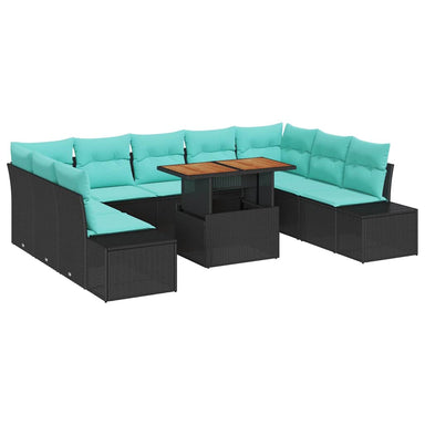 Tuin Sofa Set 10 st 9-Aantal zitplaatsen Zwart en Blauwgroen