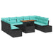 Tuin Sofa Set 10 st 9-Aantal zitplaatsen Zwart en Blauwgroen