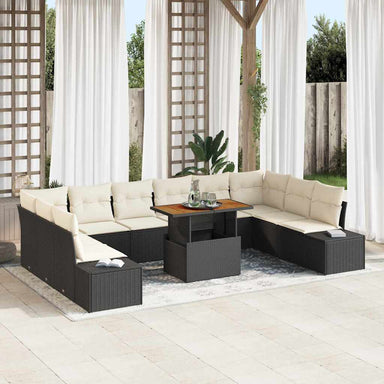 Tuin Sofa Set 11 st Zwart en Crème