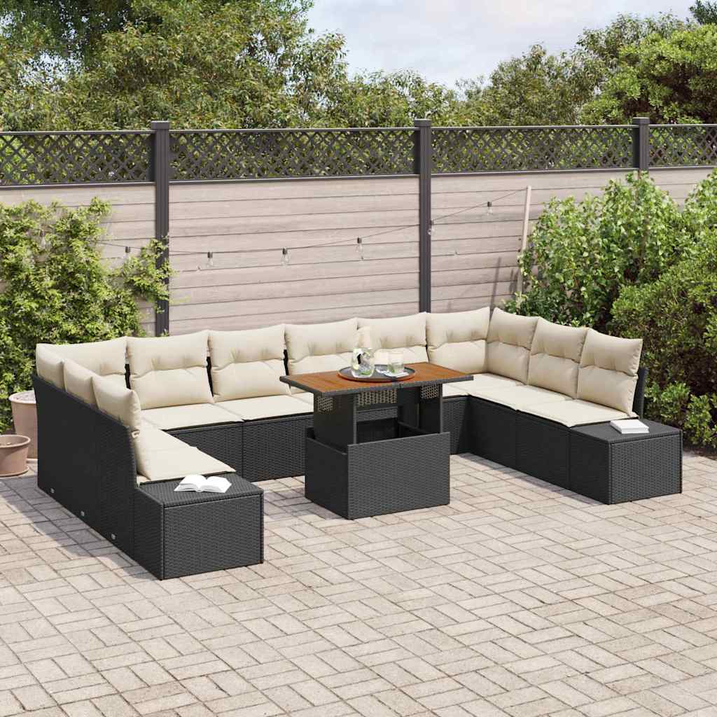 Tuin Sofa Set 11 st Zwart en Crème