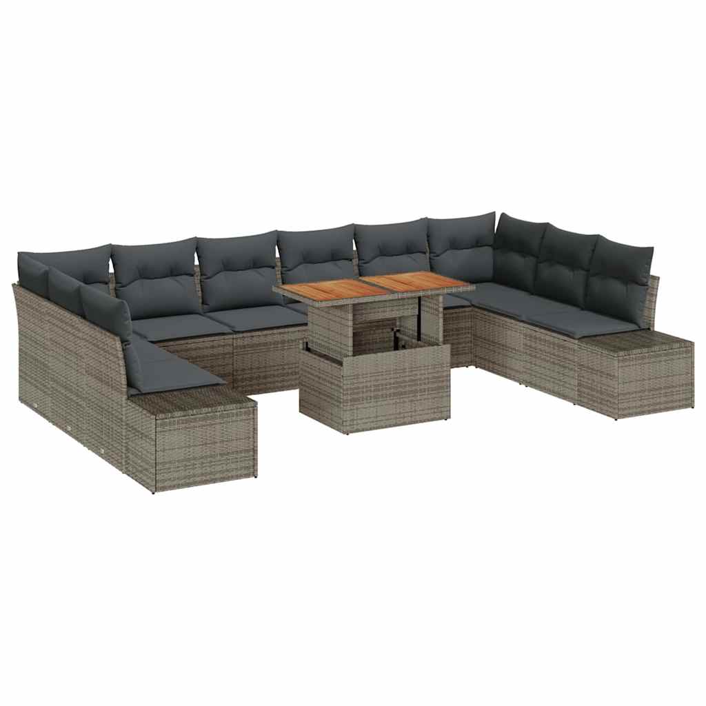 Tuin Sofa Set 11 st Grijs en Bruin