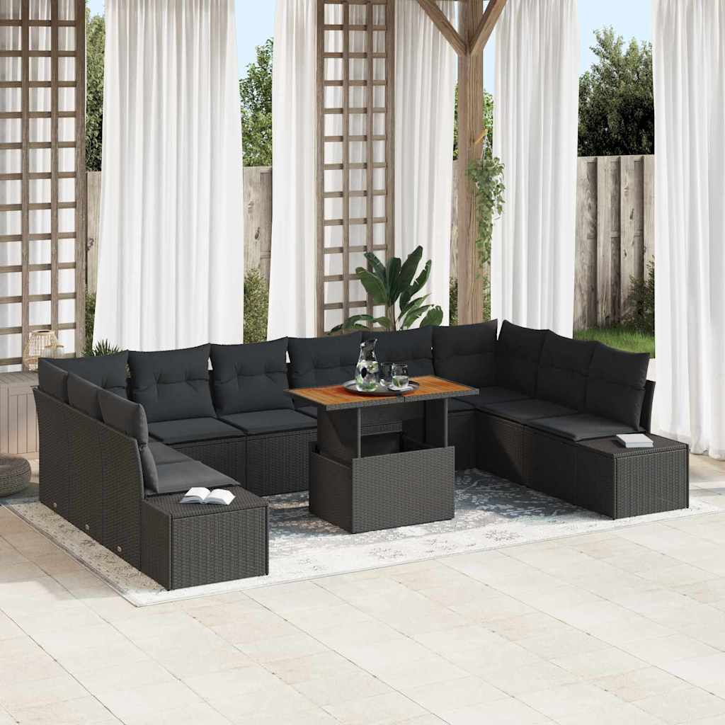 Tuin Sofa Set 11 st Zwart en Bruin