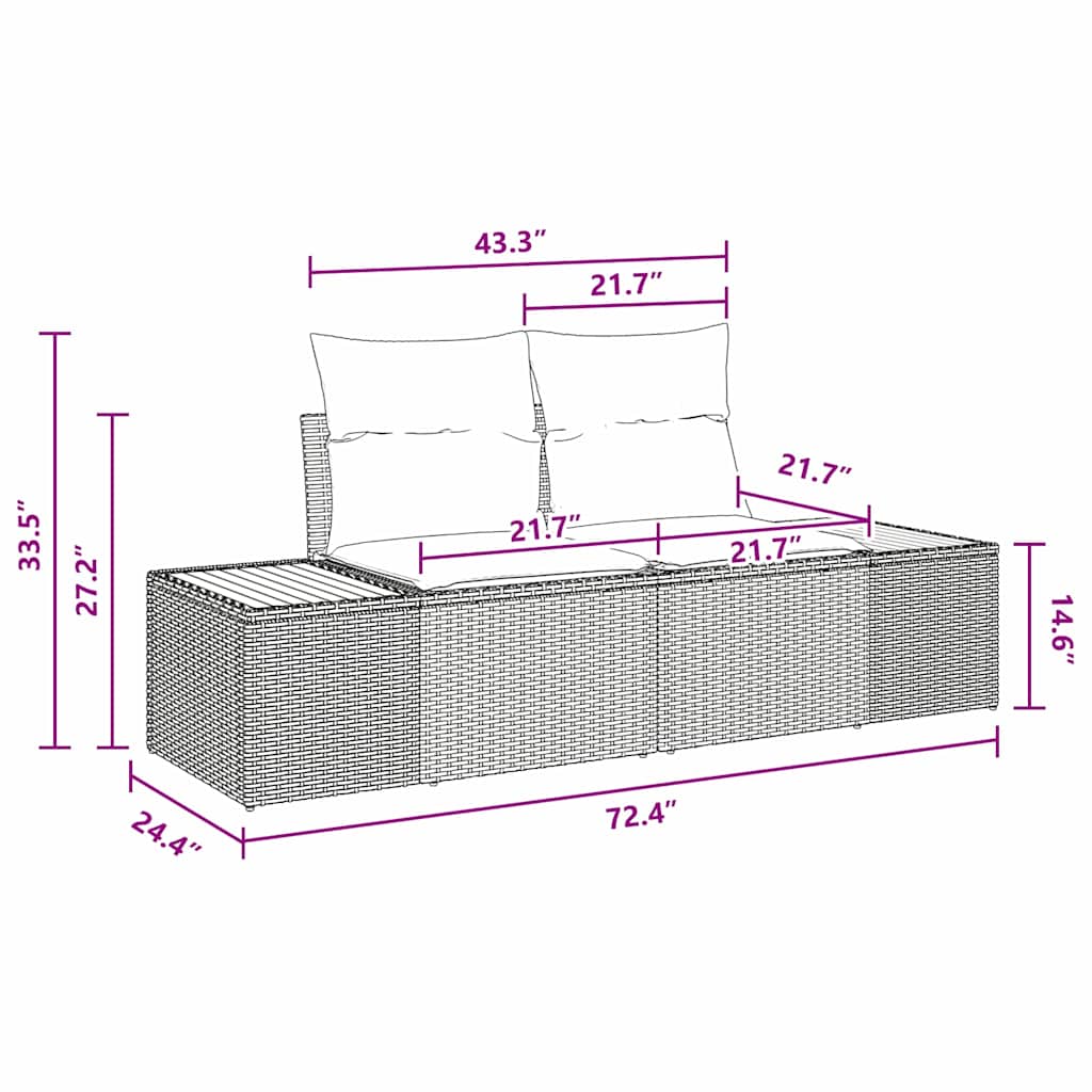 Tuinbankenset 5 st Zwart poly rattan
