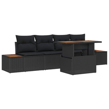 Tuinbankenset 5 st Zwart poly rattan