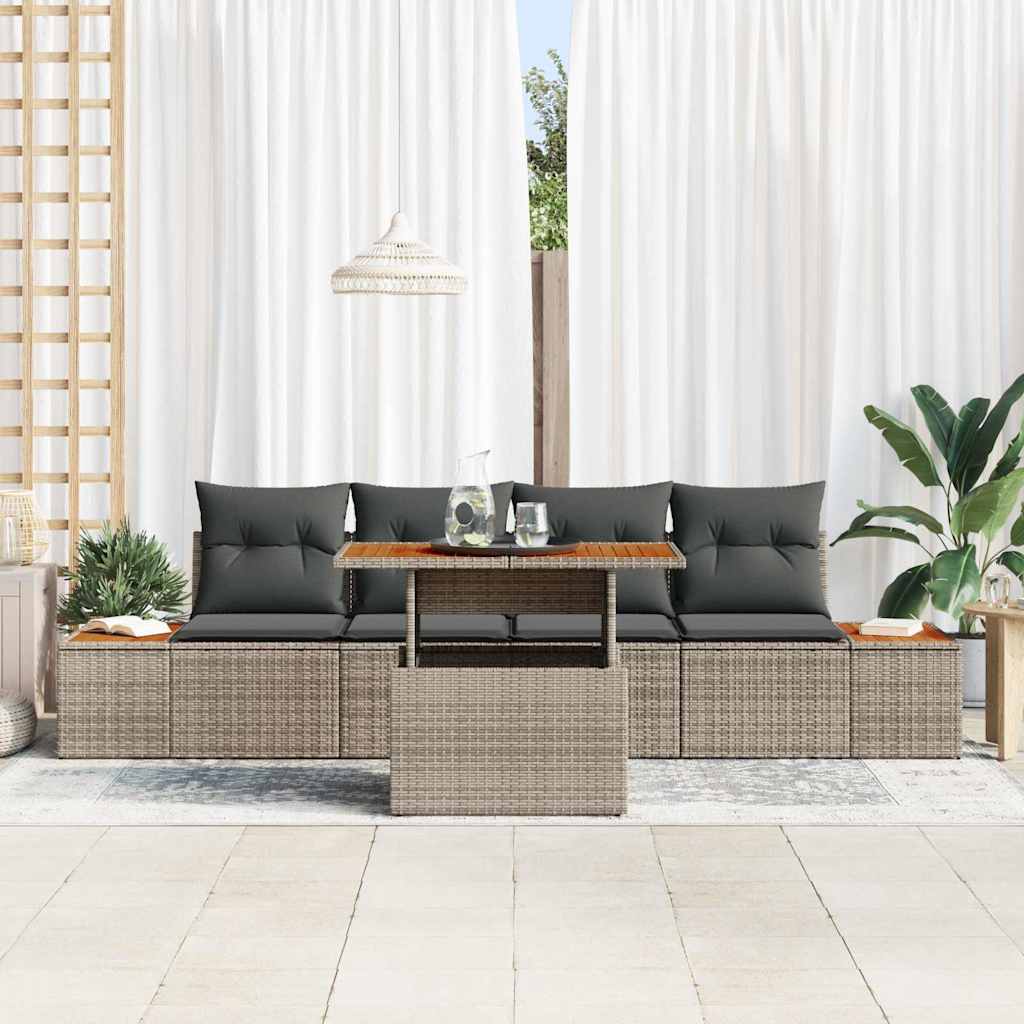 Tuinbankenset 5 st Grijs poly rattan