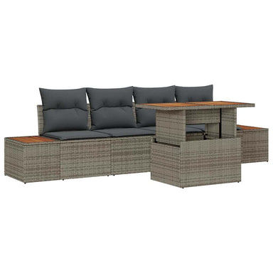 Tuinbankenset 5 st Grijs poly rattan