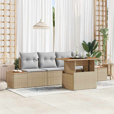 Tuinbankenset 5 st Beige poly rattan