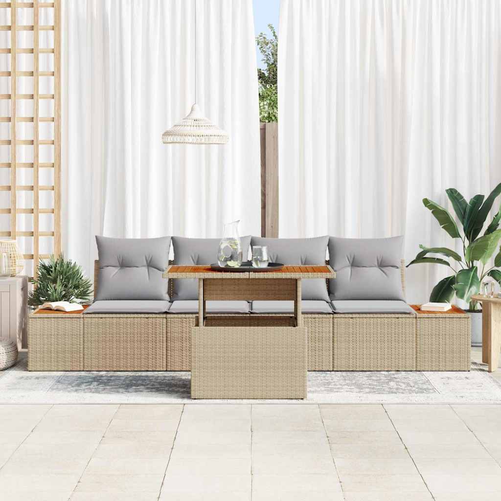Tuinbankenset 5 st Beige poly rattan