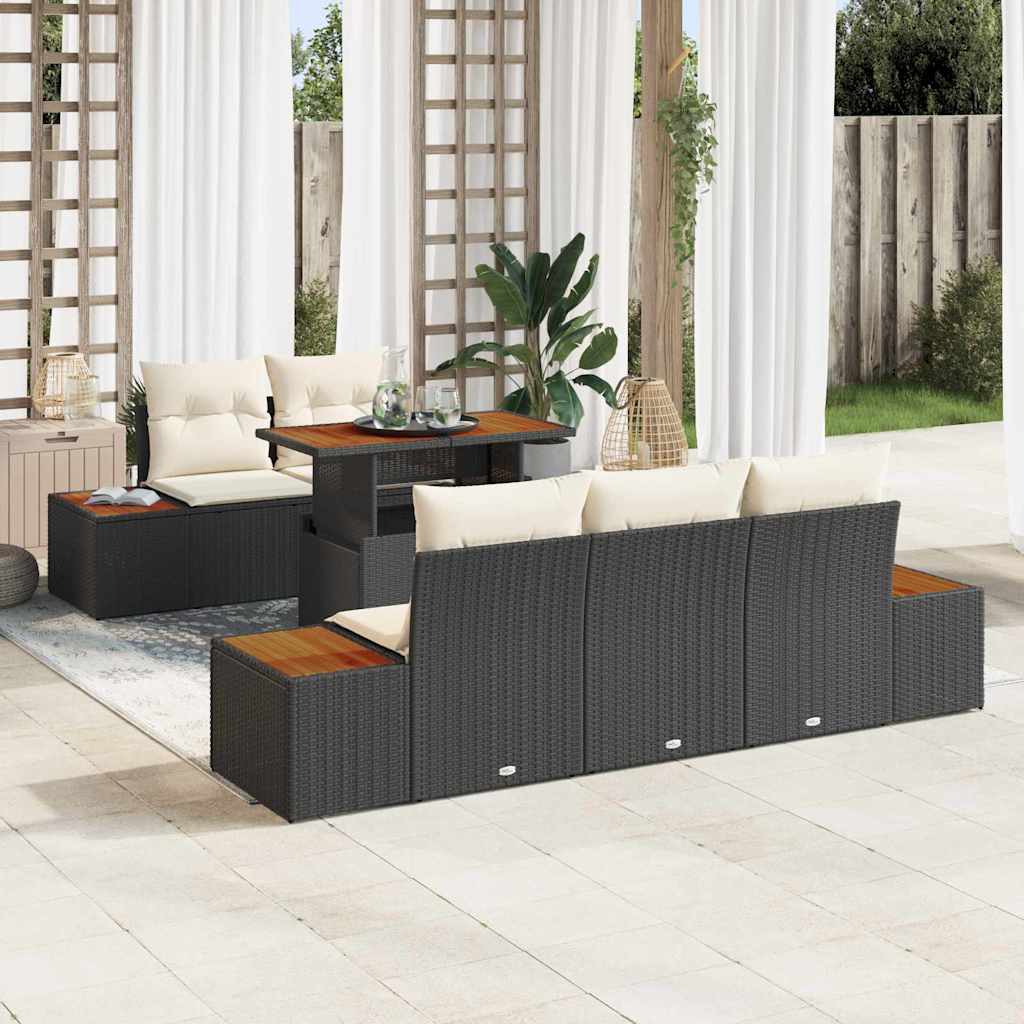 Tuinbankenset 6 st Zwart en Beige