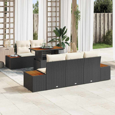 Tuinbankenset 6 st Zwart en Beige