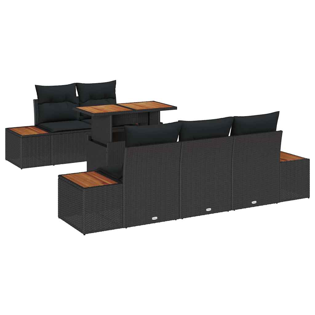 Tuinbankenset 6 st Zwart en Bruin