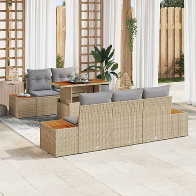Tuinbankenset 6 st Beige en Grijs