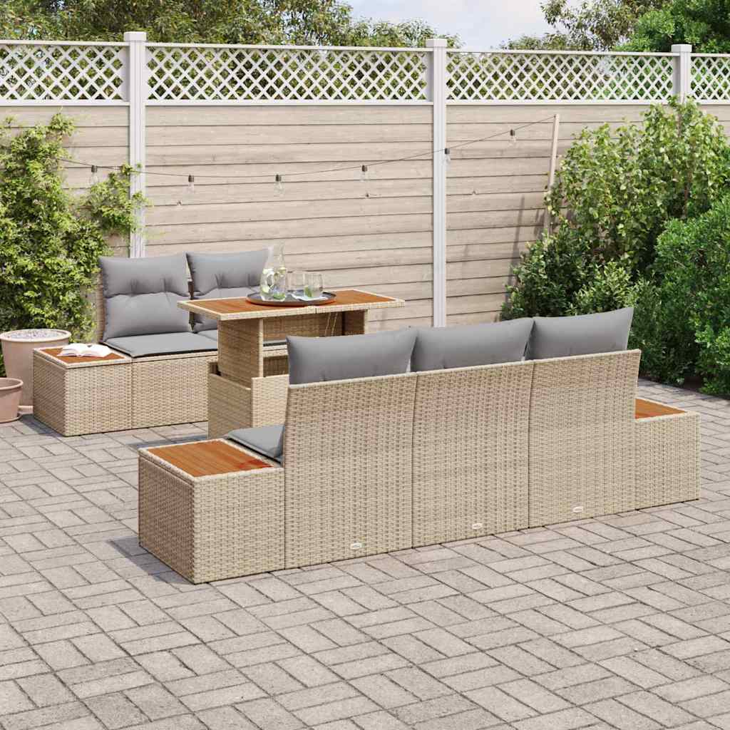 Tuinbankenset 6 st Beige en Grijs