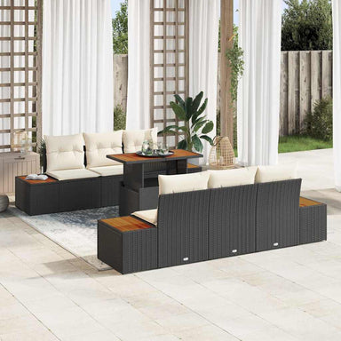 Tuinbankenset 7 st Zwart en Beige