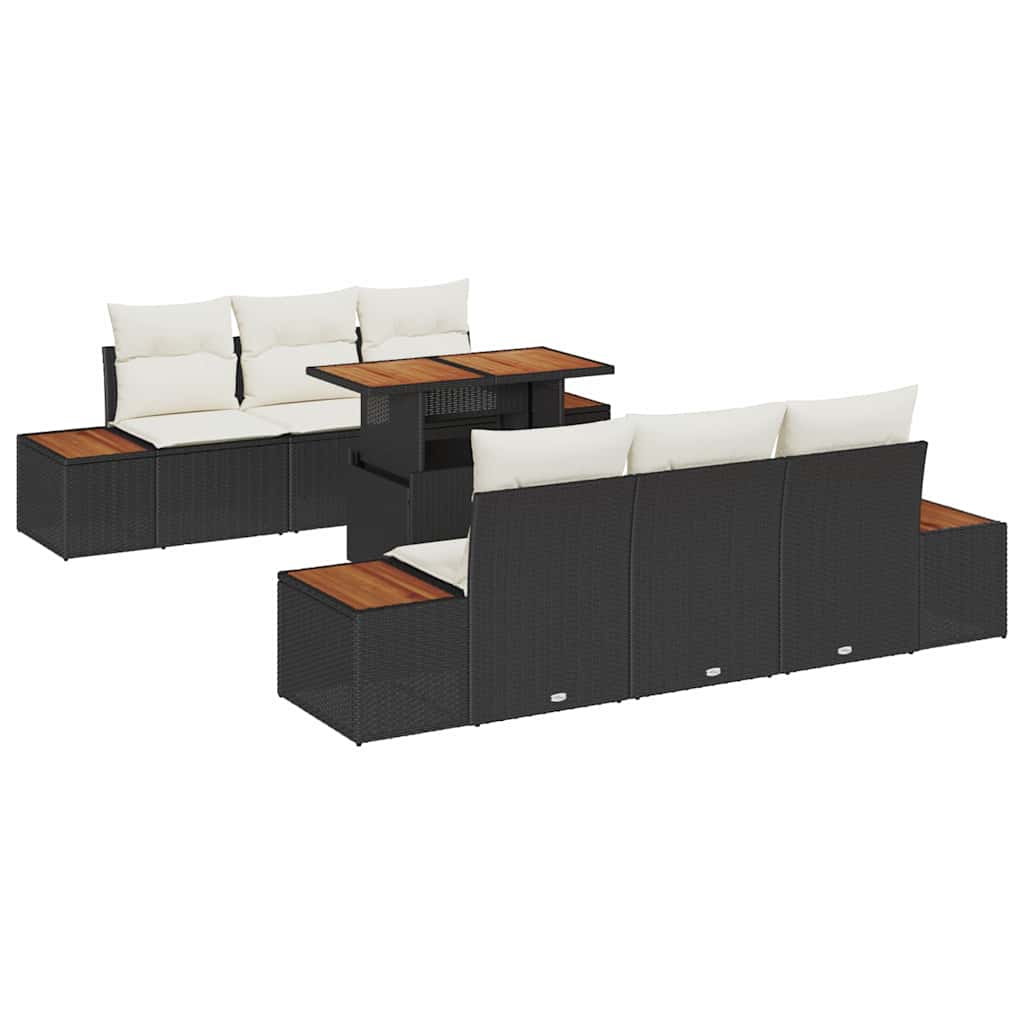 Tuinbankenset 7 st Zwart en Beige