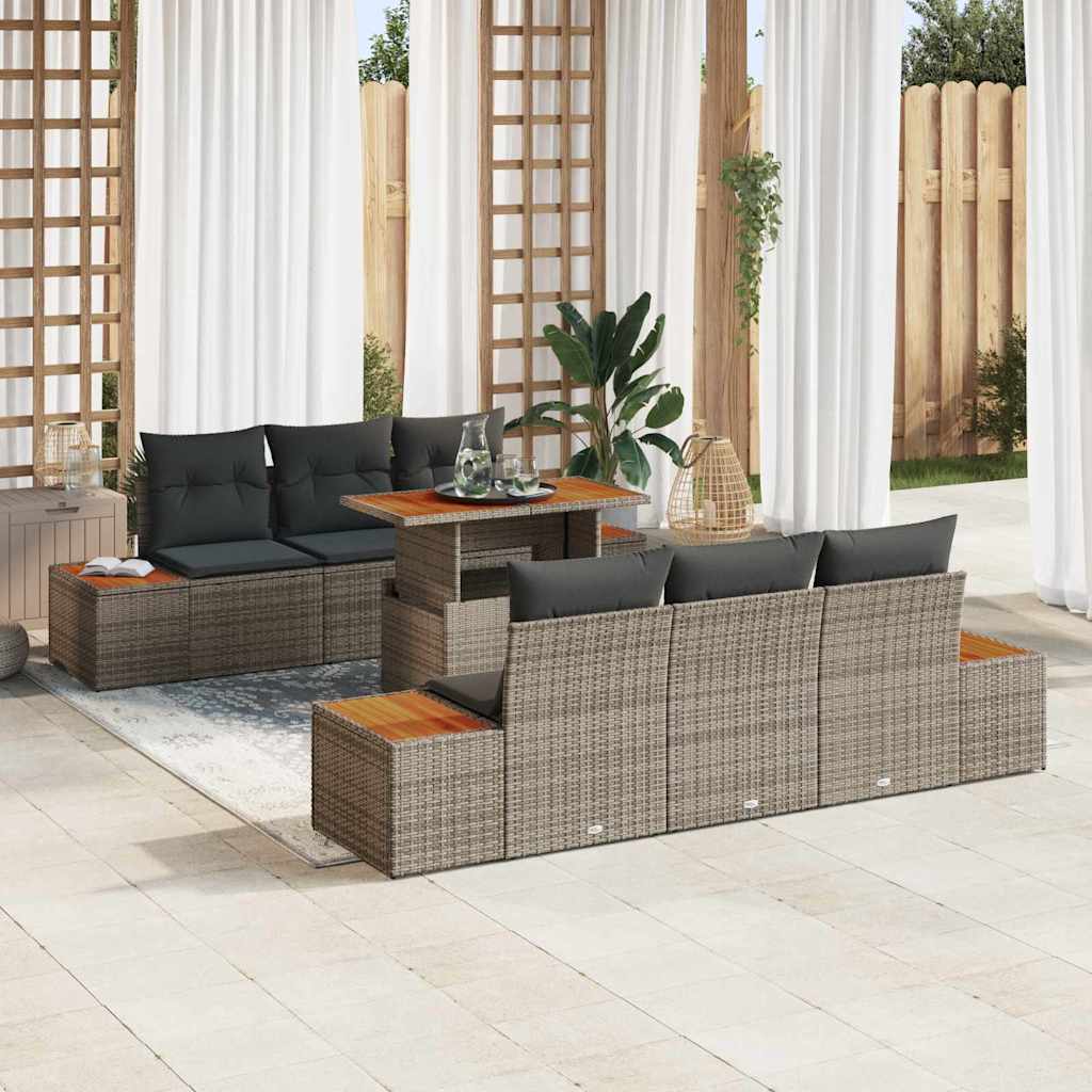 Tuinbankenset 7 st Grijs en Bruin