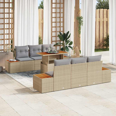 Tuinbankenset 7 st Beige en Grijs