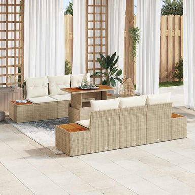 Tuinbankenset 7 st Beige en Crème
