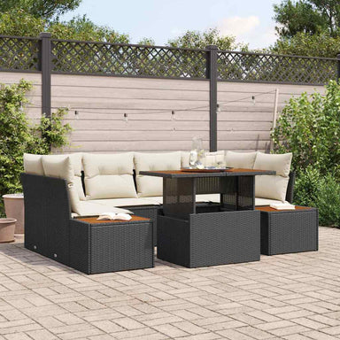 Tuinbankenset 9 st Zwart en Beige