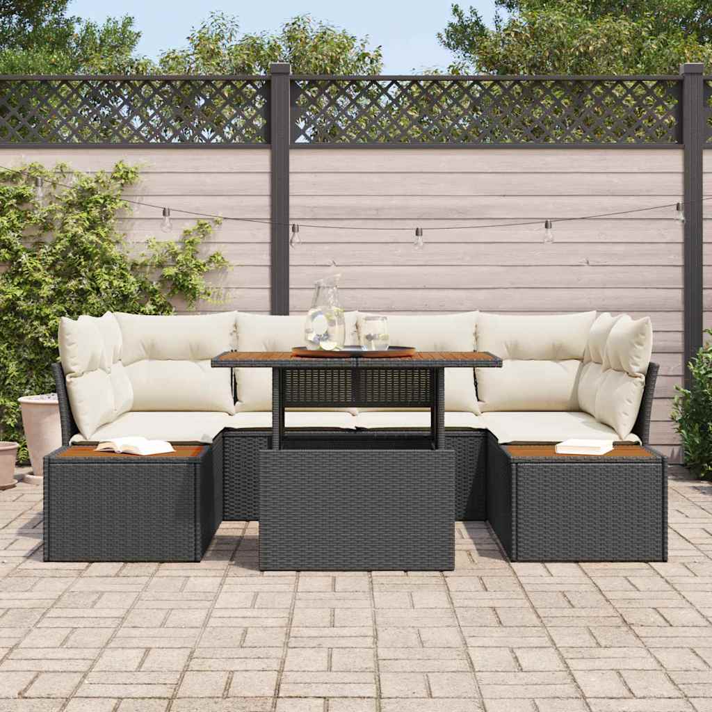 Tuinbankenset 9 st Zwart en Beige