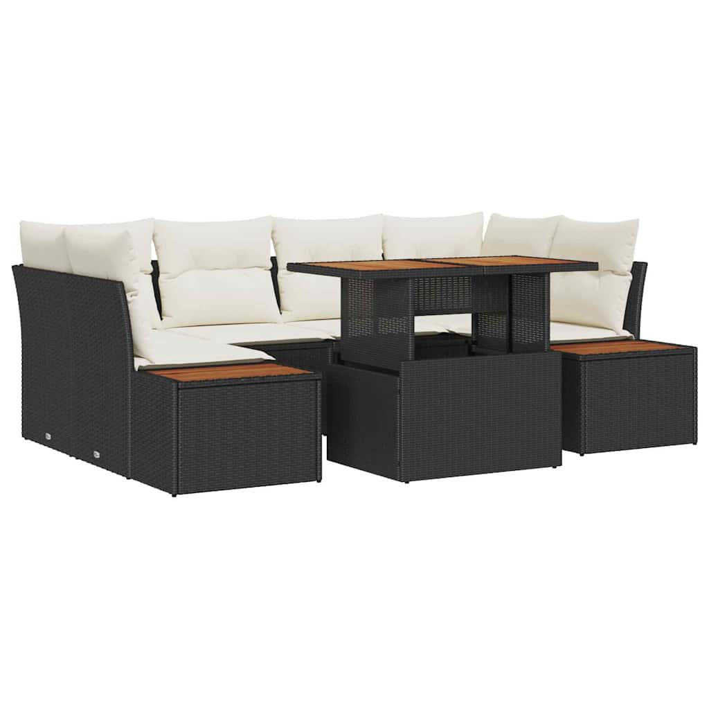Tuinbankenset 9 st Zwart en Beige