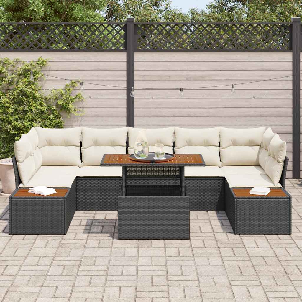 Tuinbankenset 8 st Zwart en Beige