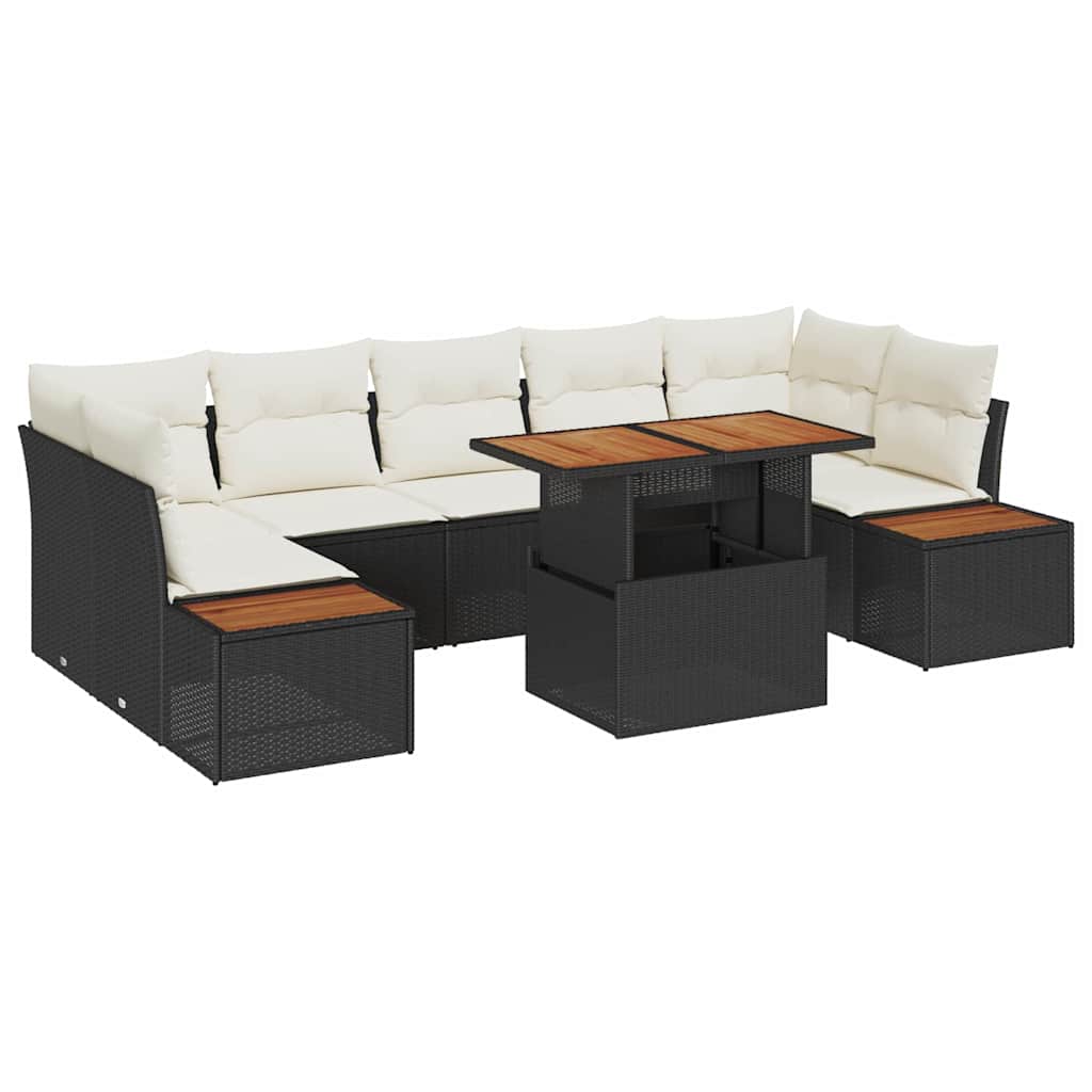 Tuinbankenset 8 st Zwart en Beige