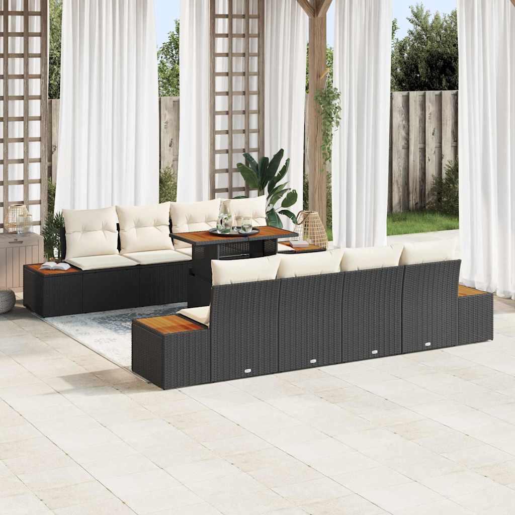 Tuinbankenset 9 st Zwart poly rattan