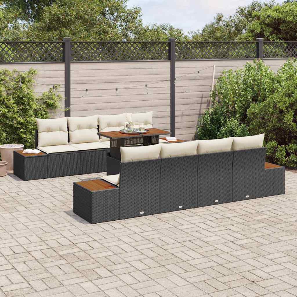 Tuinbankenset 9 st Zwart poly rattan