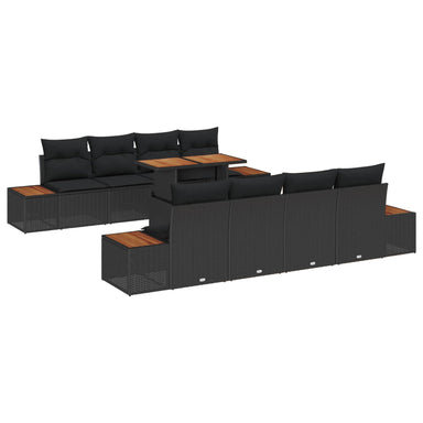 Tuinbankenset 9 st Zwart poly rattan