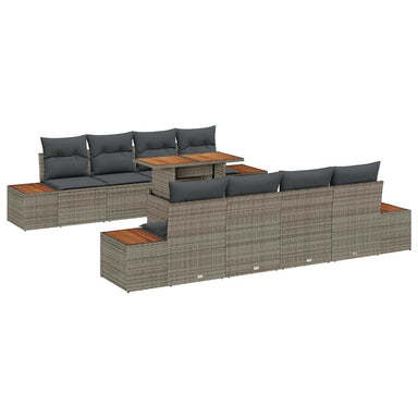 Tuinbankenset 9 st Grijs poly rattan