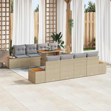 Tuinbankenset 9 st Beige poly rattan