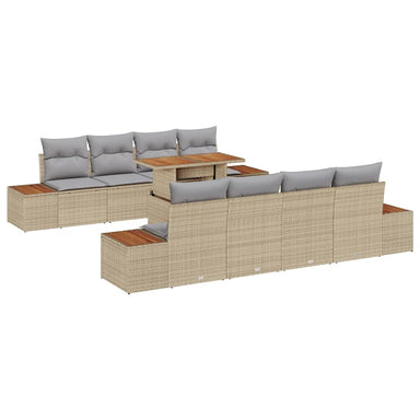 Tuinbankenset 9 st Beige poly rattan