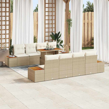 Tuinbankenset 9 st Beige poly rattan