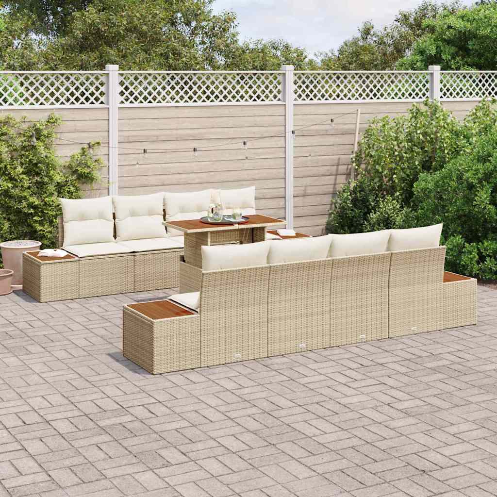 Tuinbankenset 9 st Beige poly rattan