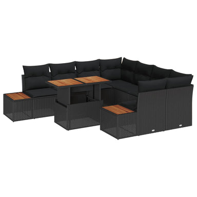 Tuinbankenset 9 st Zwart poly rattan