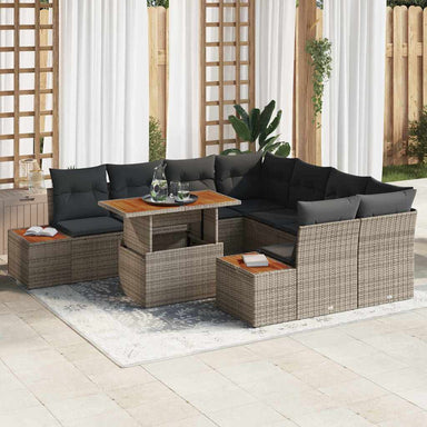 Tuinbankenset 9 st Grijs poly rattan