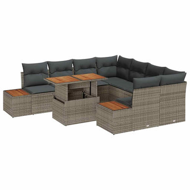 Tuinbankenset 9 st Grijs poly rattan
