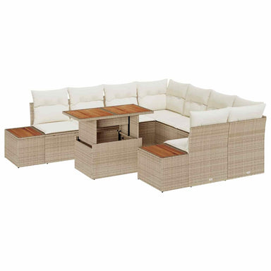 Tuinbankenset 9 st Beige poly rattan