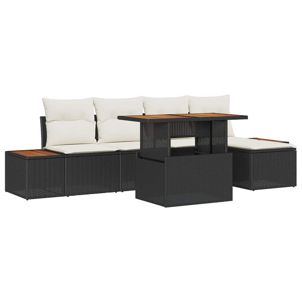 Tuinbankenset 6 st Zwart en Beige