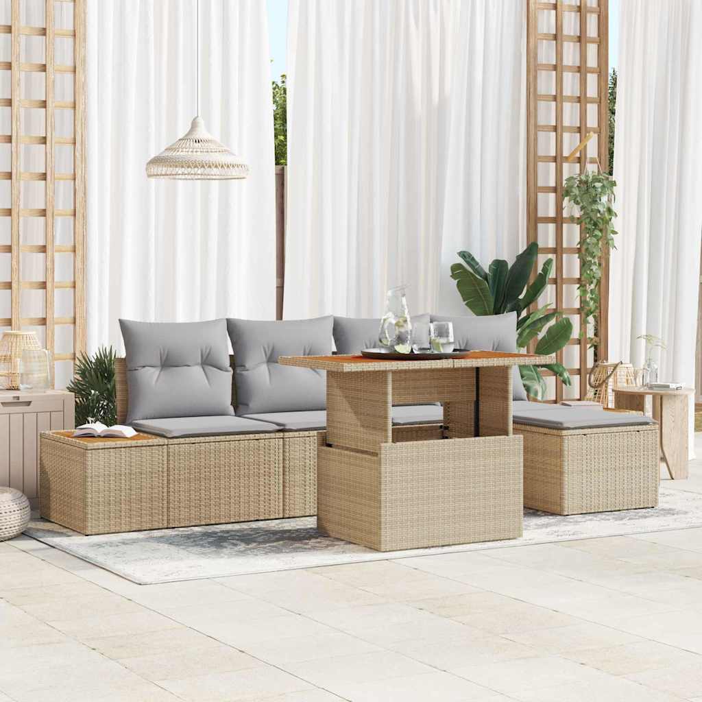 Tuinbankenset 6 st Beige en Grijs