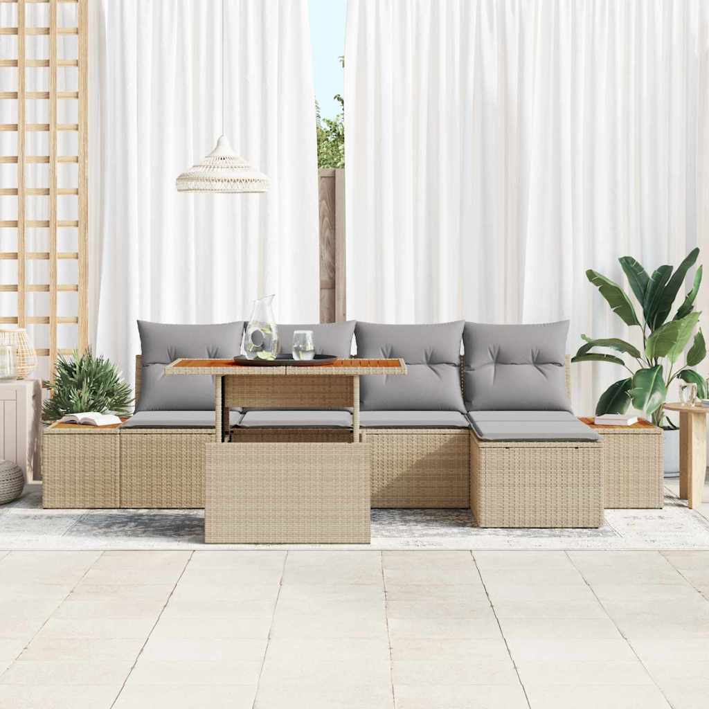 Tuinbankenset 6 st Beige en Grijs