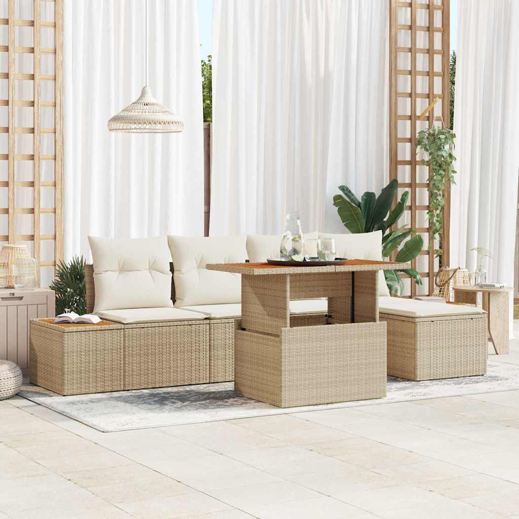 Tuinbankenset 6 st Beige en Crème