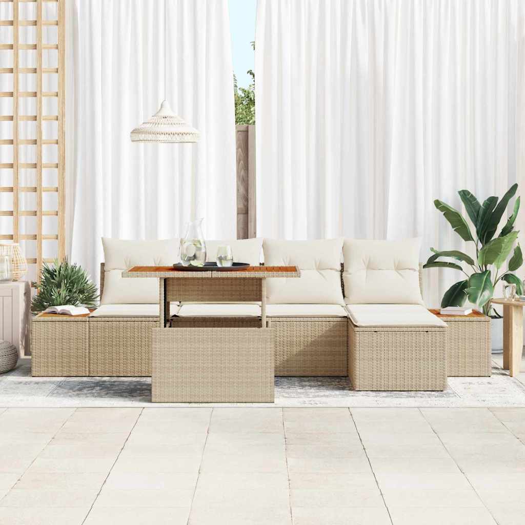 Tuinbankenset 6 st Beige en Crème